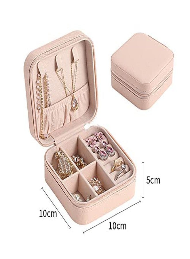 KANAV Jewellery Organiser PU Leather Zipper Portable Storage Box Case with Dividers Container for Rings, Earrings, Necklace Home Organizer, Pink (Style 1) - Image 3