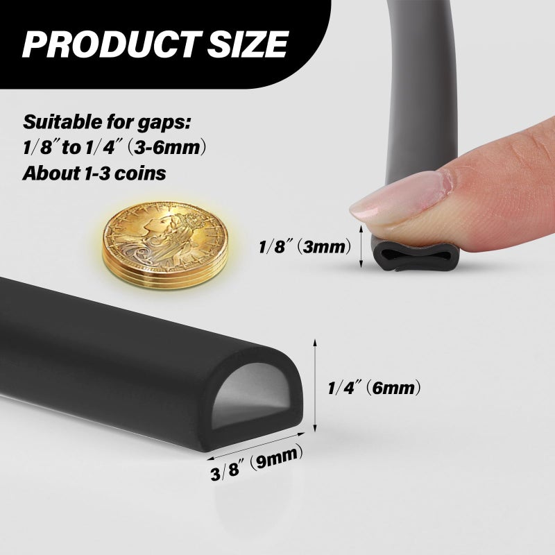 Neyway Silicone Weather Stripping Door Seal, 20FT Self Adhesive D-Shaped Door Weather Stripping for Door Frameï¼†Window Seal - Image 2