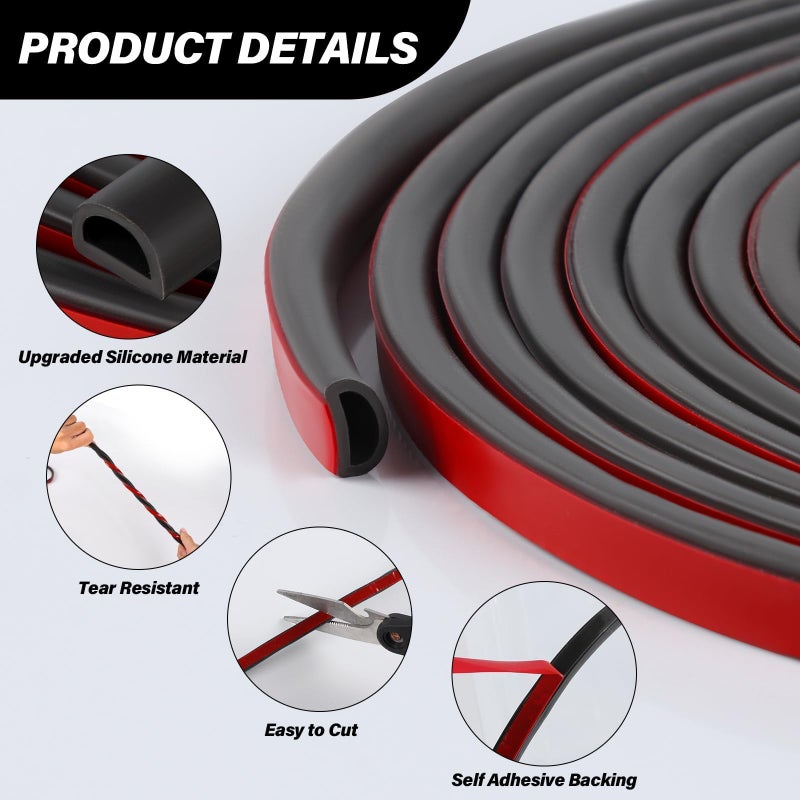 Neyway Silicone Weather Stripping Door Seal, 20FT Self Adhesive D-Shaped Door Weather Stripping for Door Frameï¼†Window Seal - Image 3