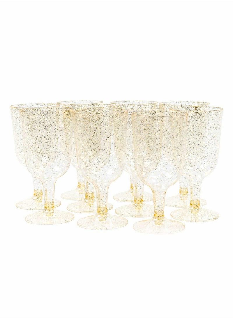 SYOSI Plastic Glasses 20 pieces Gold Glitter Premium Glass for Wedding Anniversary Garden Barbecue Party 190ml  - Image 1
