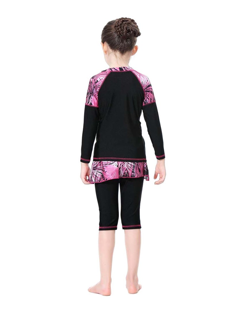 Hanyimidoo 3-Piece Swimsuit Set Black Pink Comfortable Fit Stylish Design Beachwear Swimwear for Women Daily Use Summer Vacation - Image 3