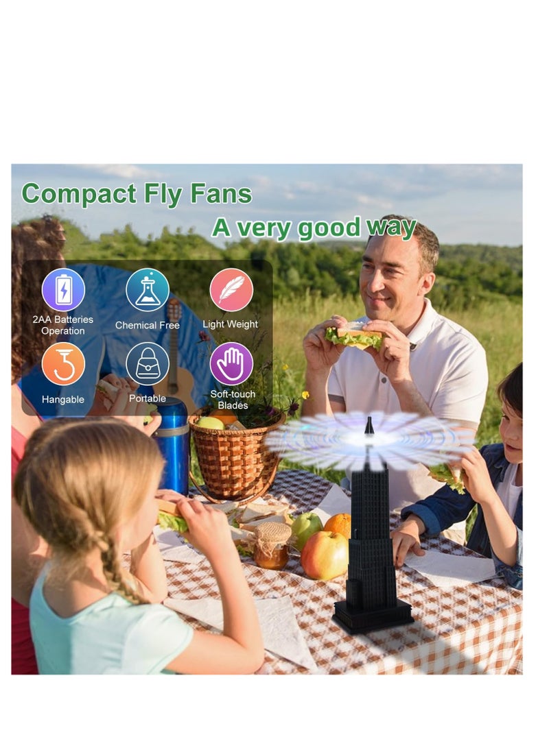 SOLARAE Fly Fan for Tables Fly Table Fans Portable Table Fly Fans Repellent Outdoor Indoor Keep Flies Away Batteries Powered for Restaurant Party Home Outdoor Dinner Picnic Patio 3 Pack - Image 2