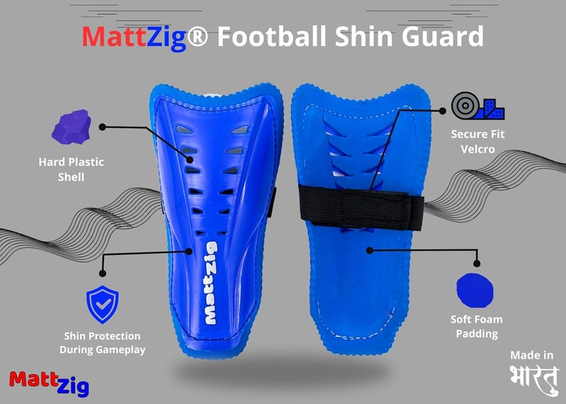 MATTZIG ® Club Football Kit (One Pair of Striped Lycra Socks + One Pair of Shin Guard + One Pair of Cotton Arm Sleeves + One Kit Bag) (White/Blue) - Image 3