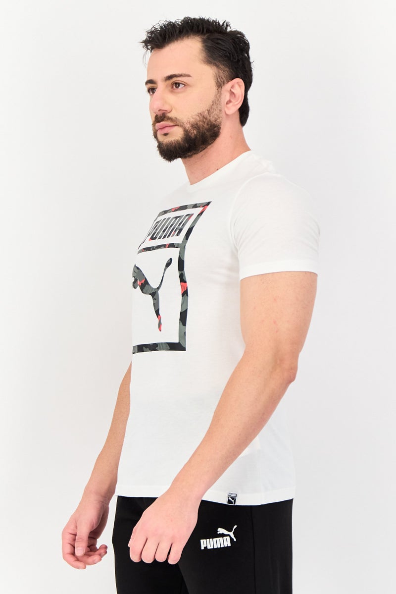 PUMA Men Sportswear Fit Short Sleeves Brand Logo Outdoor T-Shirt, White - Image 3