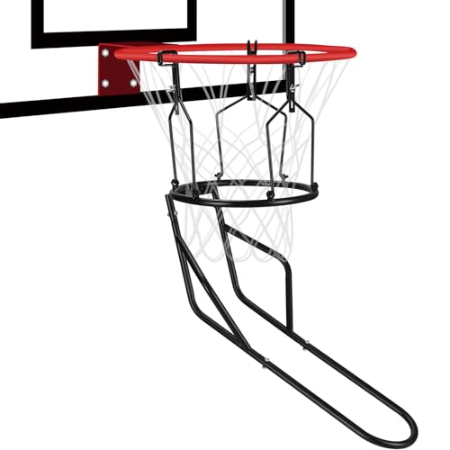 GADFISH Basketball Return Attachment, Heavy Duty Basketball Rebounder with 3 Stable Large Hooks, Durable Basketball Accessories for 18" Rim Basketball Training, Black - Image 1