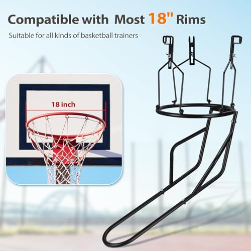 GADFISH Basketball Return Attachment, Heavy Duty Basketball Rebounder with 3 Stable Large Hooks, Durable Basketball Accessories for 18" Rim Basketball Training, Black - Image 4