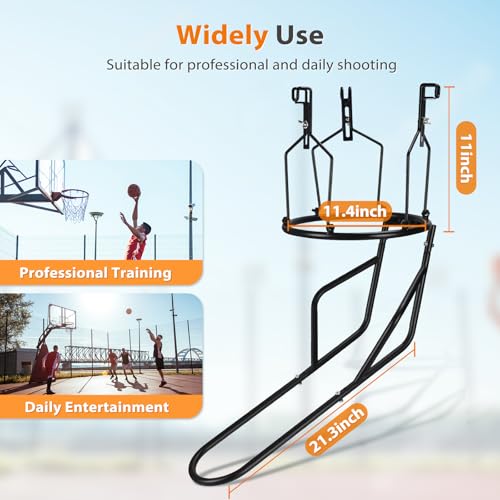 GADFISH Basketball Return Attachment, Heavy Duty Basketball Rebounder with 3 Stable Large Hooks, Durable Basketball Accessories for 18" Rim Basketball Training, Black - Image 5