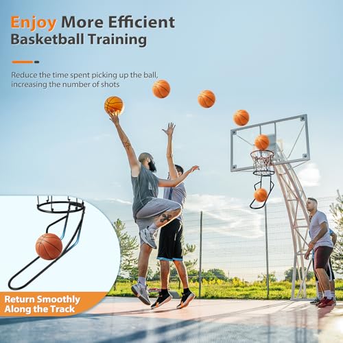 GADFISH Basketball Return Attachment, Heavy Duty Basketball Rebounder with 3 Stable Large Hooks, Durable Basketball Accessories for 18" Rim Basketball Training, Black - Image 2