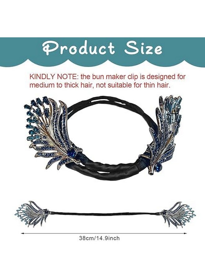Bitrexup Hair Bun Accessories for Women Girls Magic Bun Maker for Hair Bun Shaper Elegant Rhinestone Feather Hair Bun Clips for Women Daily, Party, Wedding - Image 2
