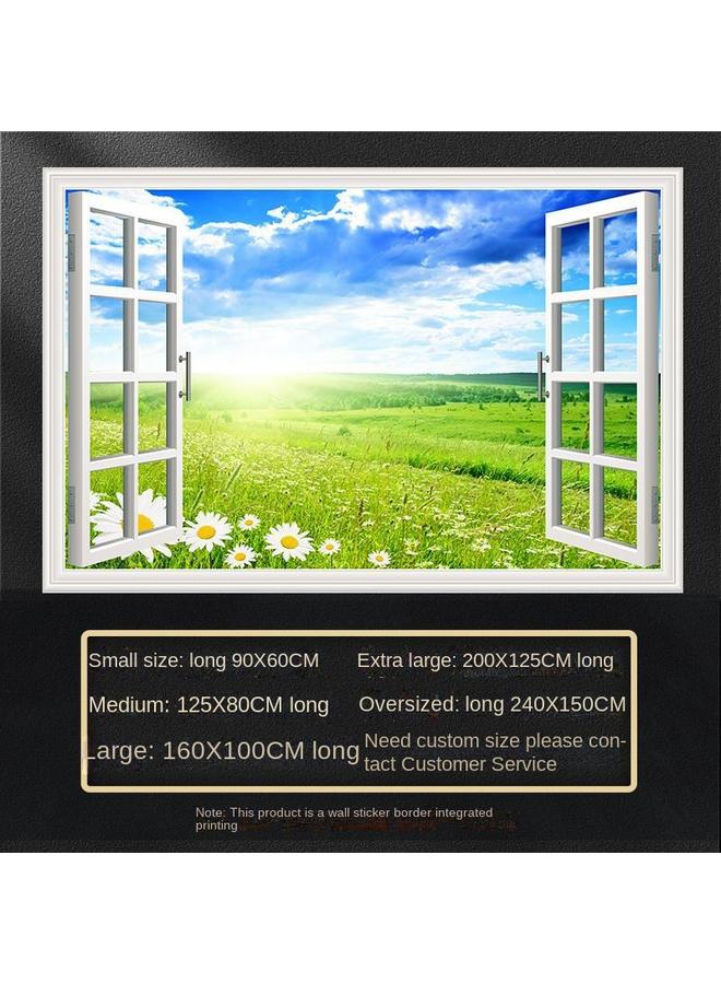 Bluejw Fake Window Self-adhesive 3D Wall Stickers Living Room Decorative Painting Bedroom Landscape Nature Waterproof Wall Stickers Wallpaper - Image 1