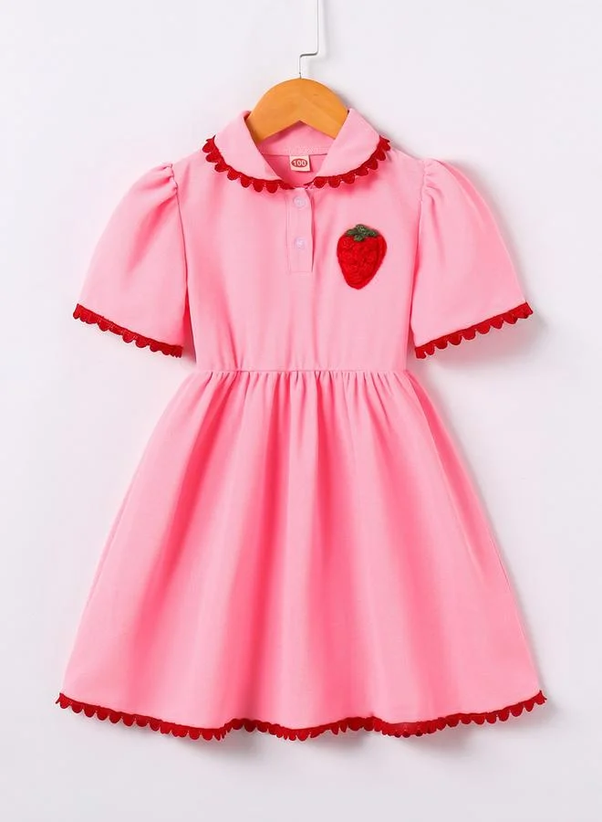 Take Two Girls Strawberry Embroidered Short Sleeve Dress