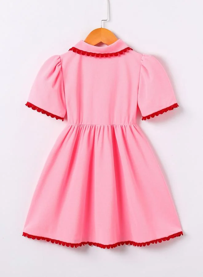 Take Two Girls Strawberry Embroidered Short Sleeve Dress