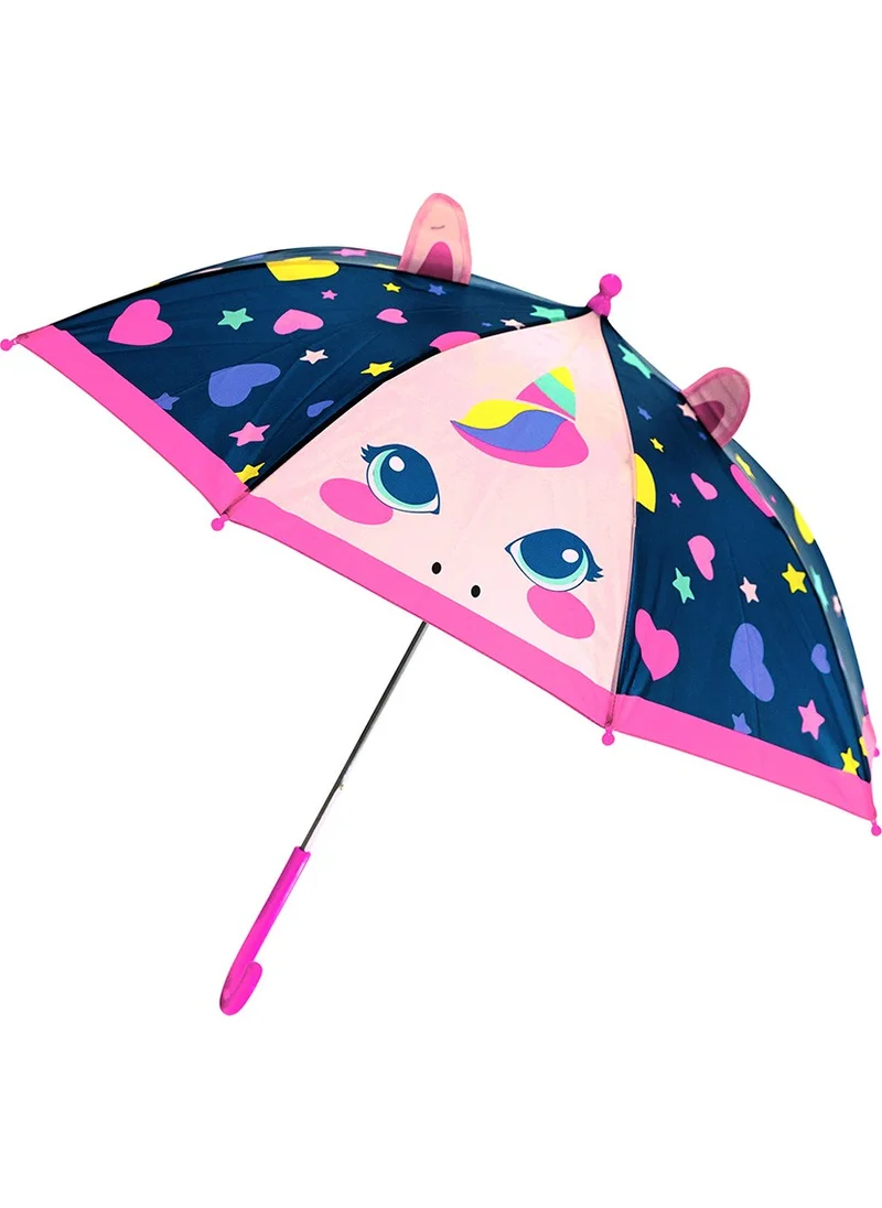 دينوكيدس Heart Unicorn Girl Navy Blue Umbrella
