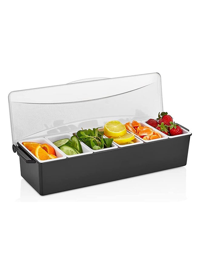 GastroPlast - Garnish Trays with 6 Compartments 6 Removable Container, Black/clear, GSE-06 - Image 1