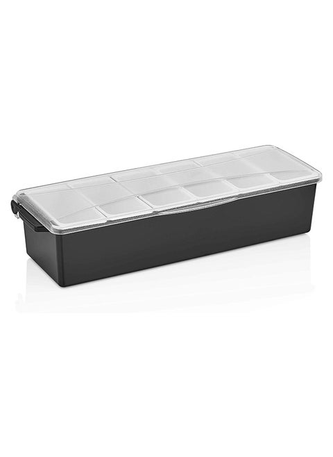 Garnish Trays with 6 Compartments 6 Removable Container, Black/clear, GSE-06