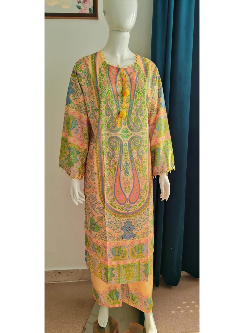 Bazm-A Fashion Atelier  YELLOE Women's Paisley Print 2-Piece Kurta and Pants Set for Women | Best Price UAE