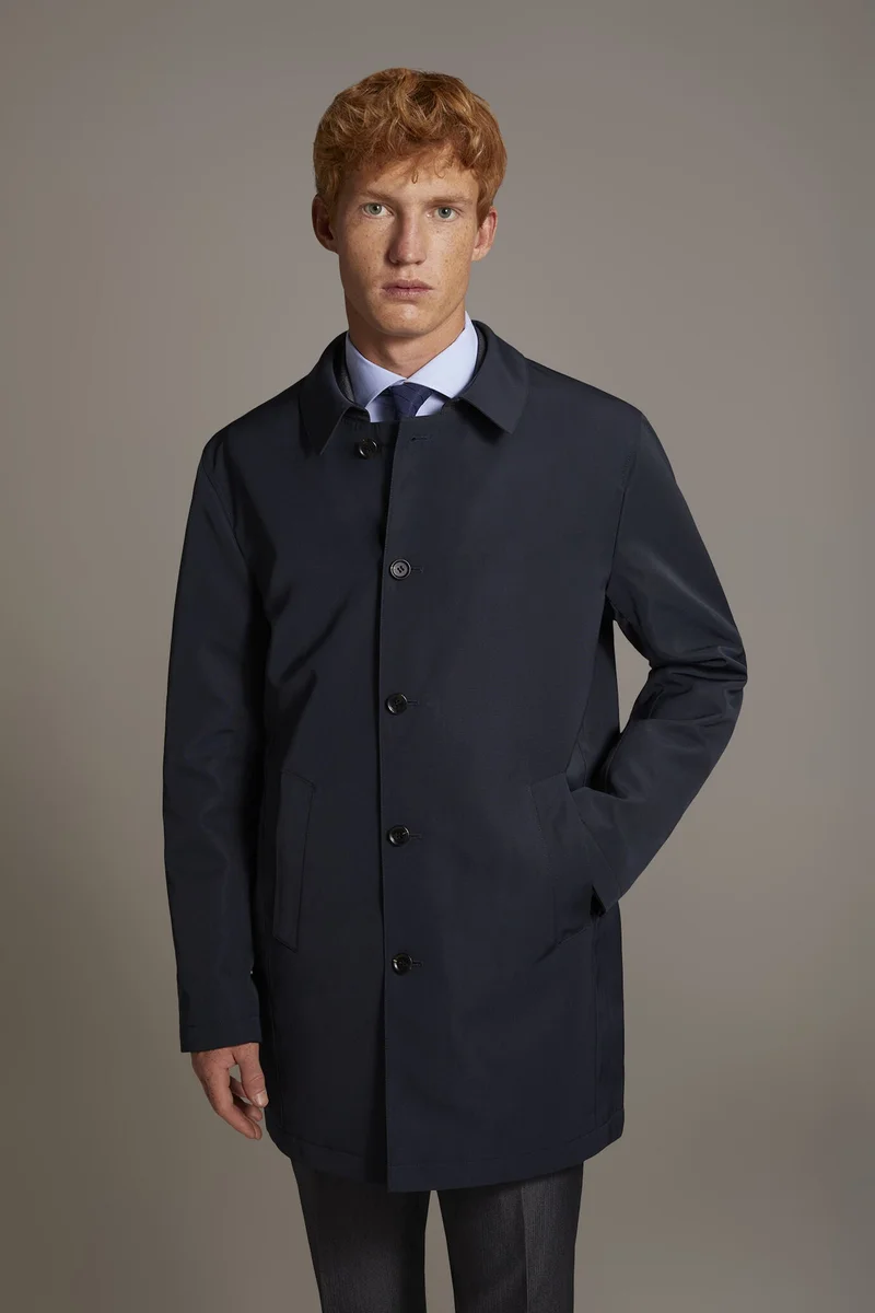 Double face wool blend raincoat - Blue/Grey