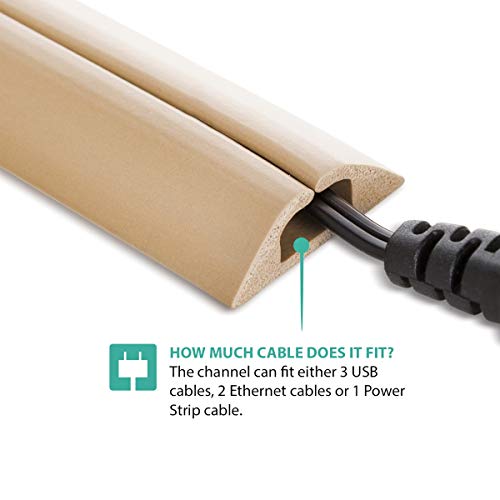 UT Wire 5 FT Compact Single Channel Cord Cover Cable Protector for Floor, Beige - Image 2