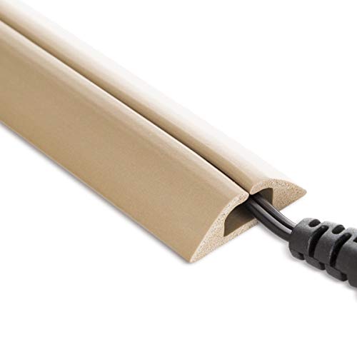 UT Wire 5 FT Compact Single Channel Cord Cover Cable Protector for Floor, Beige - Image 1