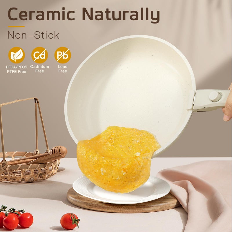 GiPP Ceramic Pots and Pans Set Non Stick, Nonstick Detachable Handle Cookware Sets, Healthy Non Toxic PFAS PFOA & PTFE Free, Dishwasher ï¼†Oven Safe, Induction Kitchen Pot and Pan - Image 4