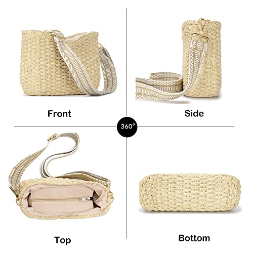 Herald Small Summer Crossbody Bags for Women, Beach Handmade Straw Woven Pocketbooks Handbag Shoulder Purse (Beige) - Image 4