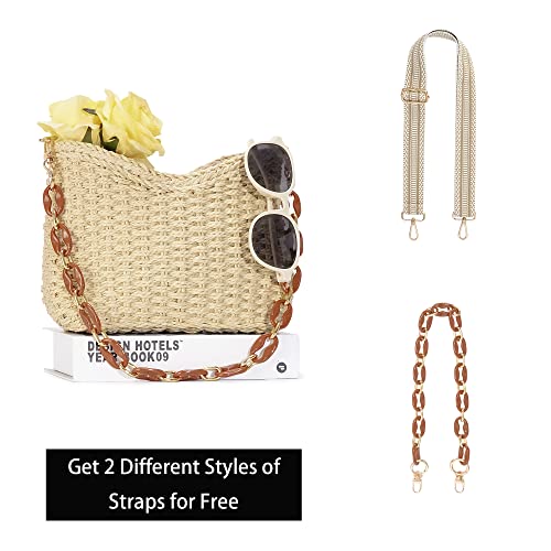 Herald Small Summer Crossbody Bags for Women, Beach Handmade Straw Woven Pocketbooks Handbag Shoulder Purse (Beige) - Image 2