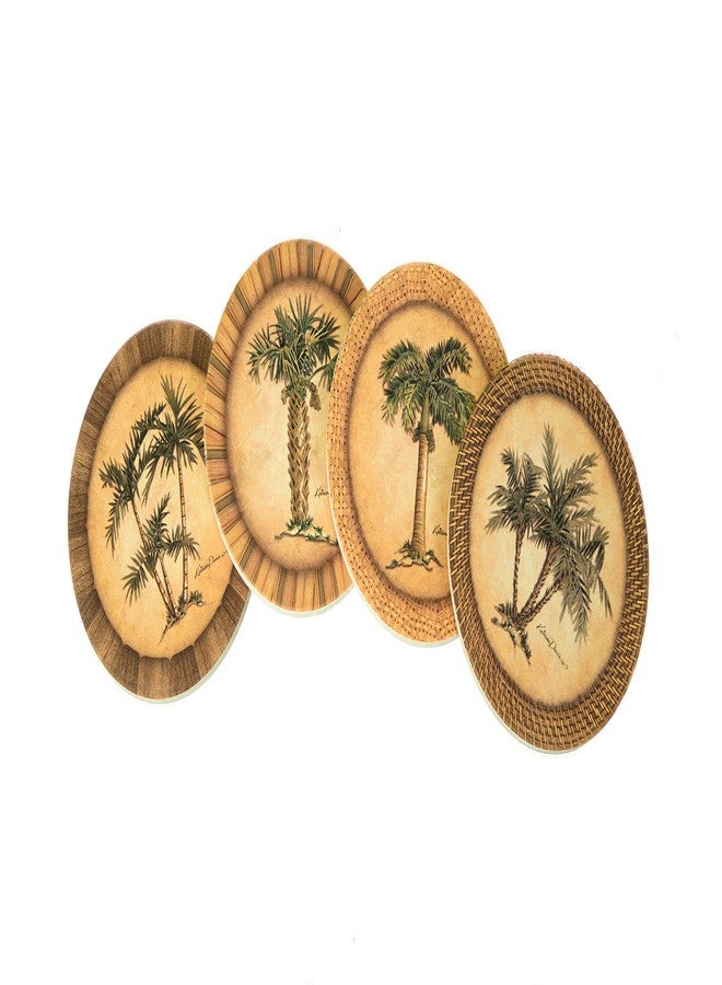 CoasterStone Absorbent Stone Drink Coasters, Palm Tree, Assortment, Neutral Palette (Set of Four Absorbent Coasters for Drink) - Image 2