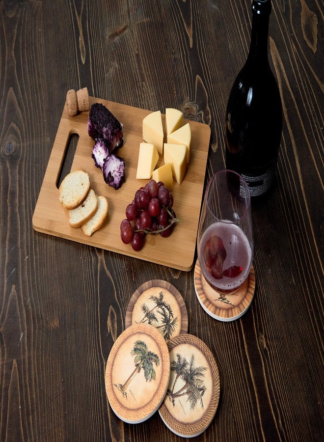 CoasterStone Absorbent Stone Drink Coasters, Palm Tree, Assortment, Neutral Palette (Set of Four Absorbent Coasters for Drink) - Image 5