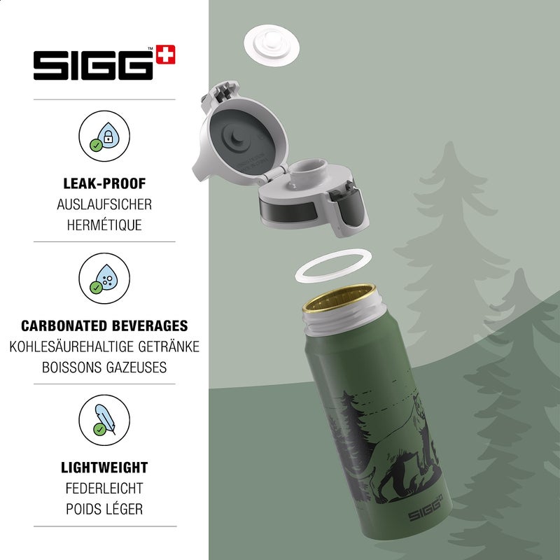 SIGG - Aluminium Kids Water Bottle - WMB ONE Mountain Lion - Suitable For Carbonated Beverages - Leakproof - Lightweight - BPA Free - Climate Neutral Certified - Dark Green - 20 Oz - Image 3