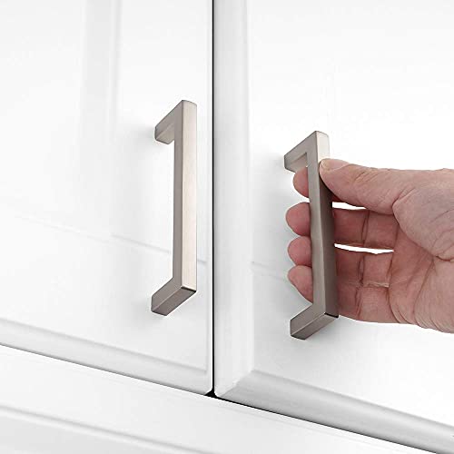 KOOFIZO Solid Square Bar Cabinet Handle - Brushed Nickel Furniture Pull, 3.8 Inch/96mm Screwhole Distance, 10-Pack for Kitchen Cupboard Door, Bedroom Dresser Drawer, Bathroom Wardrobe Hardware - Image 3