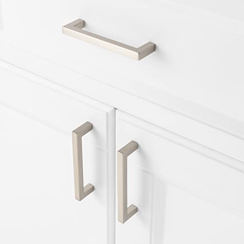 KOOFIZO Solid Square Bar Cabinet Handle - Brushed Nickel Furniture Pull, 3.8 Inch/96mm Screwhole Distance, 10-Pack for Kitchen Cupboard Door, Bedroom Dresser Drawer, Bathroom Wardrobe Hardware - Image 4