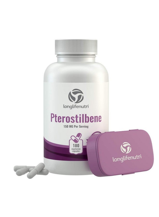 LongLifeNutri Pterostilbene 150mg, 180 Vegetarian Capsules, 3-Month Supply for Natural Wellness, Made in USA, Pure Natural Powder - Image 1