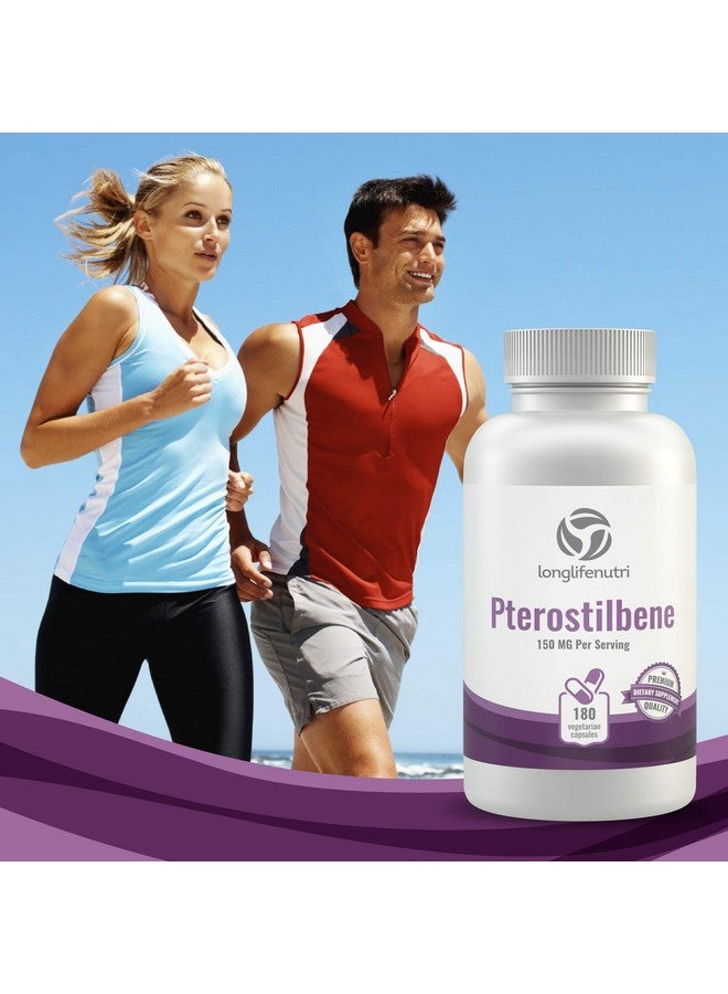 LongLifeNutri Pterostilbene 150mg, 180 Vegetarian Capsules, 3-Month Supply for Natural Wellness, Made in USA, Pure Natural Powder - Image 4