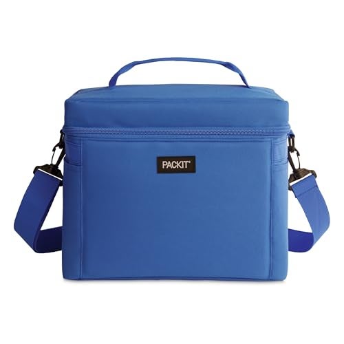 PackIt Freezable Newport Cooler, Azure Blue, Collapsible, Reusable, Built with ECOFREEZE Technology, Wide Top Opening, Double Zip Closure, with Adjustable & Removable Shoulder Straps for Easy Carrying - Image 5