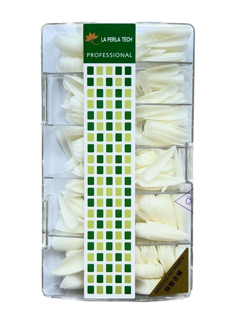 LA PERLA TECH  أظافر صناعية طويلة حادة ذات مخالب طبيعية وتغطية كاملة - 500 قطعة - 10 أحجام (طبيعية) - Image 2