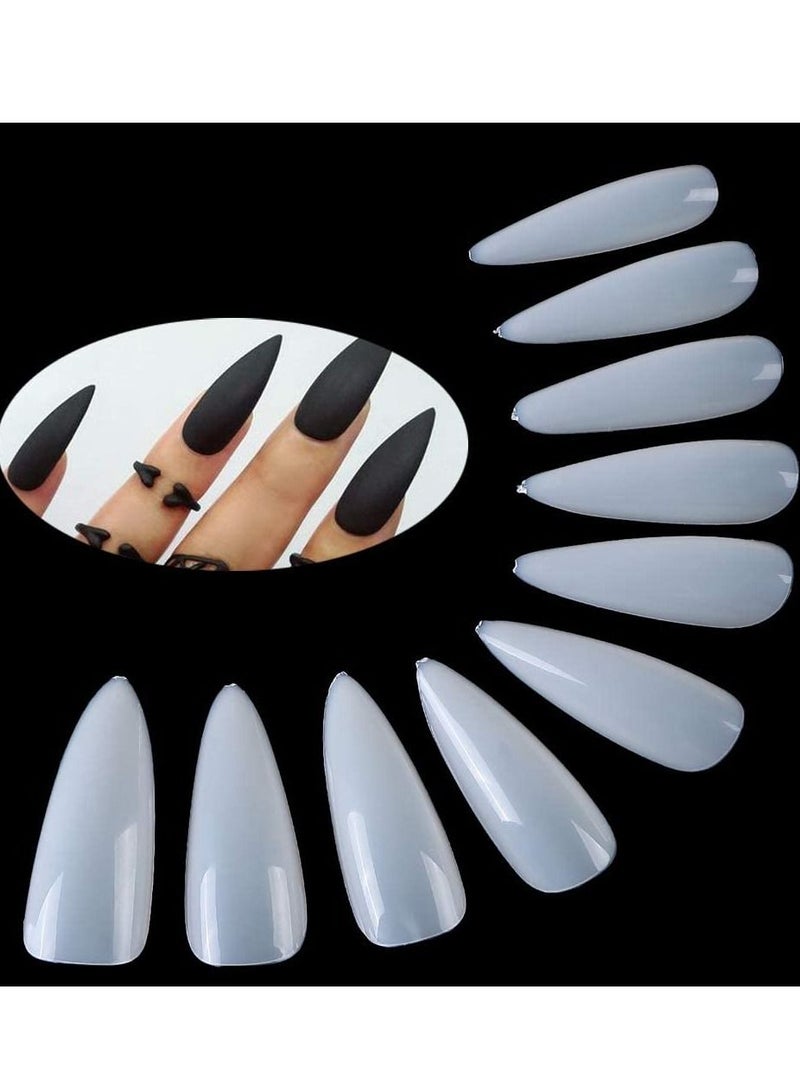 LA PERLA TECH  أظافر صناعية طويلة حادة ذات مخالب طبيعية وتغطية كاملة - 500 قطعة - 10 أحجام (طبيعية) - Image 3