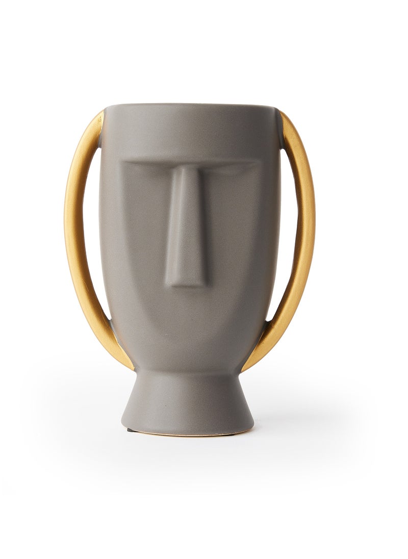 Prickly Pear Prickly Pear 'Stoic' Binaural Vase Pebble Grey - Unique Home Decor Piece  - Image 2