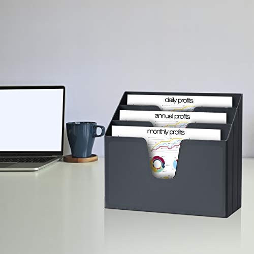 Acrimet Horizontal Triple File Folder Holder Organizer (Black Color) - Image 2