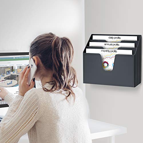 Acrimet Horizontal Triple File Folder Holder Organizer (Black Color) - Image 4