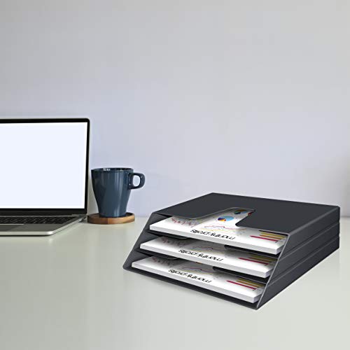 Acrimet Horizontal Triple File Folder Holder Organizer (Black Color) - Image 3