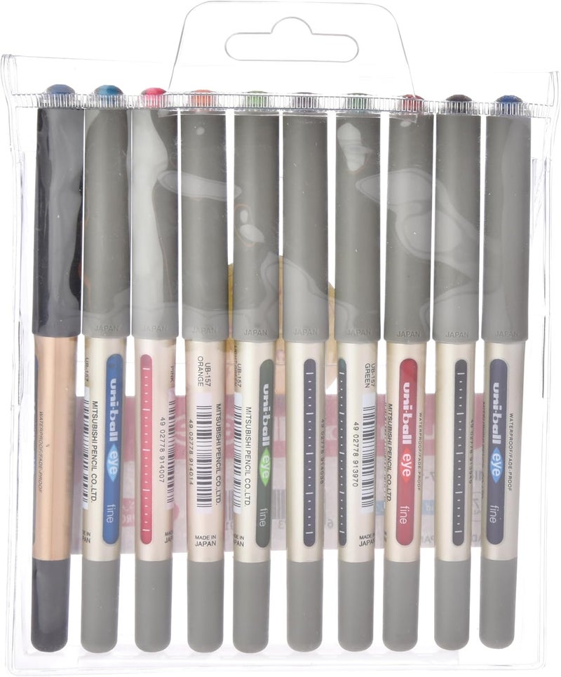 يوني بول Uni-Ball Liquid Ink Multi-Color Pen Set, 10 Pieces - Image 3