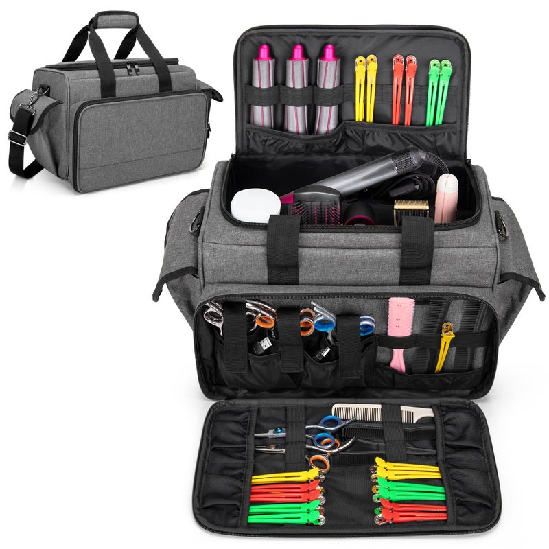 BAFASO BAFASO Hairdresser Bag with Adjustable Dividers Tattoo Case Holds Tattoo Supplies Travel Barber Case Holds Various Hair Cutting Tools Bag Only Gray 