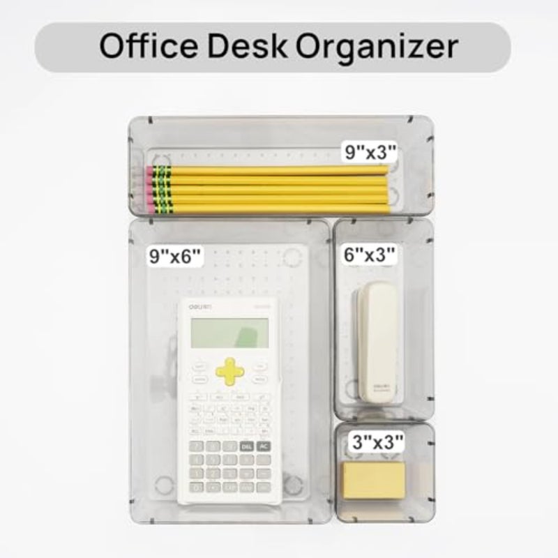 25 PCS Office Desk Drawer Organizers Set, 4-Size Versatile Plastic Drawer Organizer Trays, Storage Bins for Desk Accessories Office Organizers and Storage, Bathroom, Makeup, Vanity - Image 5