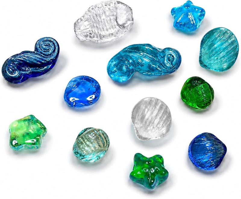 ARSUK Flat Glass Marbles Decorative Pebbles Mosaic Beads Gems Vase Fillers Floral Stones Aquarium Decor - Image 1