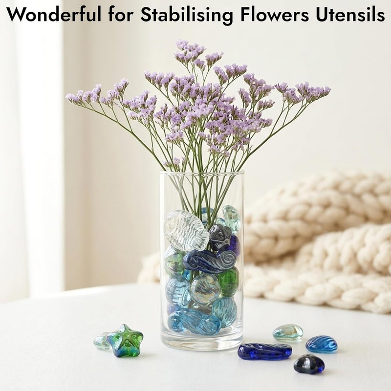 ARSUK Flat Glass Marbles Decorative Pebbles Mosaic Beads Gems Vase Fillers Floral Stones Aquarium Decor - Image 3