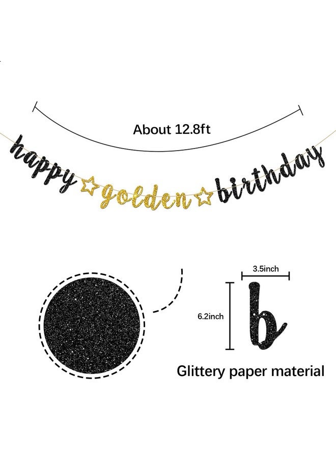 INNORU Happy Golden Birthday Banner - Party Decor - Kids & Adults Party Decorations, Glitter Bunting - Image 2