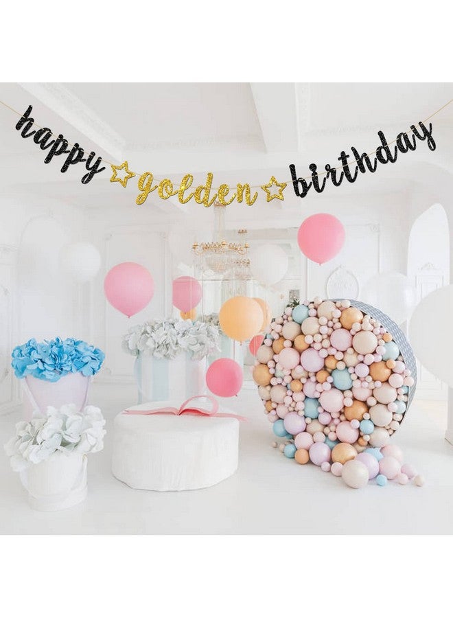 INNORU Happy Golden Birthday Banner - Party Decor - Kids & Adults Party Decorations, Glitter Bunting - Image 5