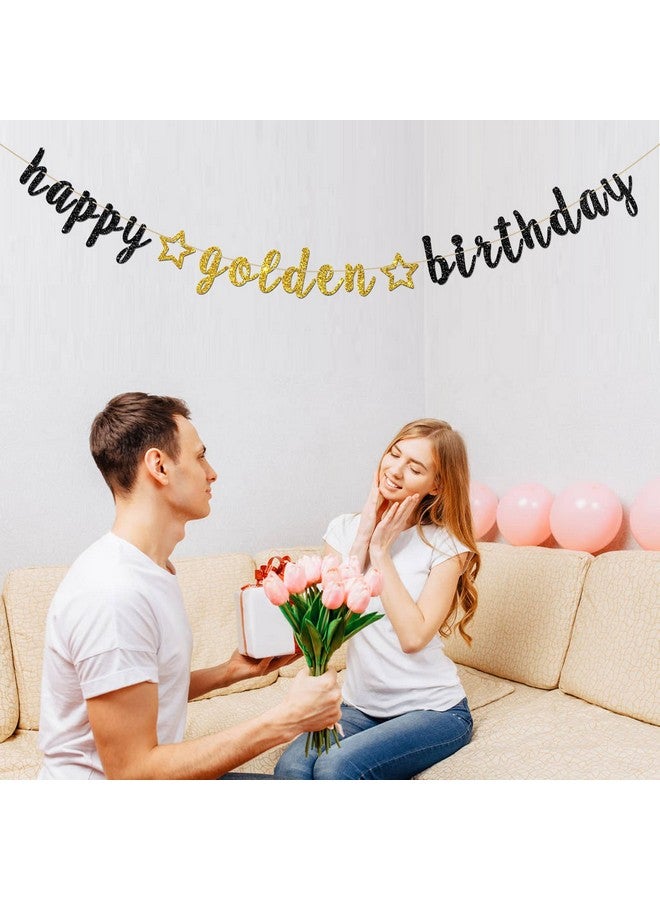 INNORU Happy Golden Birthday Banner - Party Decor - Kids & Adults Party Decorations, Glitter Bunting - Image 4