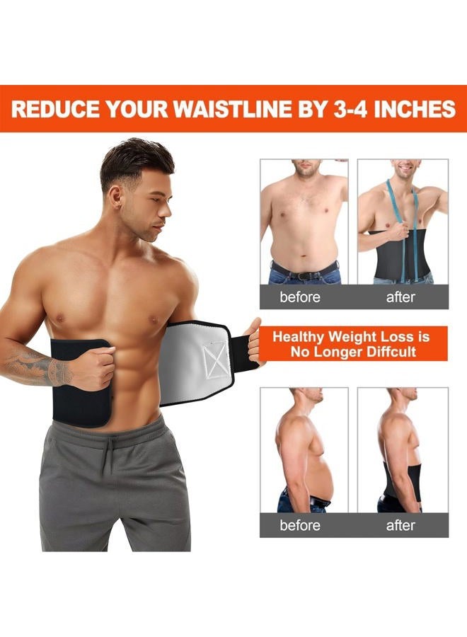 AMZBOSS Waist Trainer for Men, Waist Sweat Band, Belly Band Sweat Belt, Stomach Wrap, Body Shaper Belt, Silver, M - Image 4