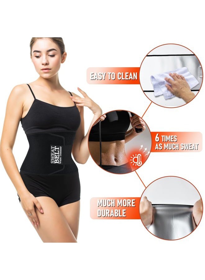 AMZBOSS Waist Trainer for Men, Waist Sweat Band, Belly Band Sweat Belt, Stomach Wrap, Body Shaper Belt, Silver, M - Image 2